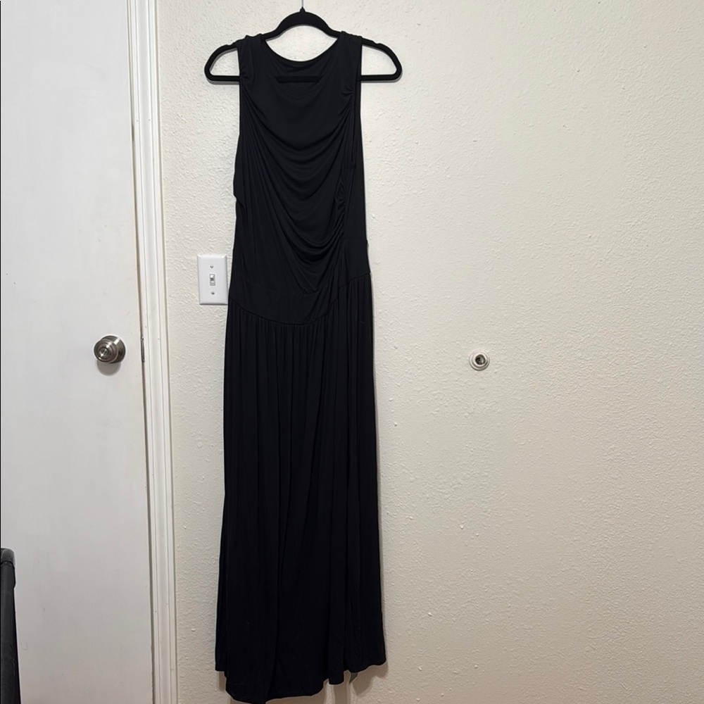 HALARA Black Sleeveless Cowl Neck Maxi Gown